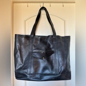 Black Leather Tote Bag